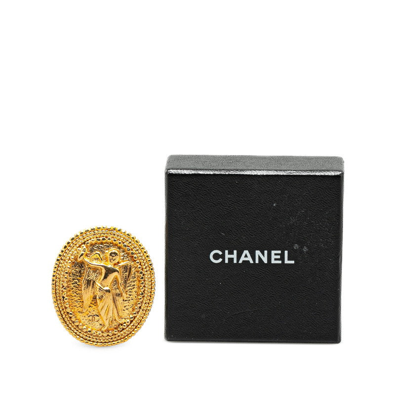 Chanel Vintage Coco Mark Angel Brooch Gold