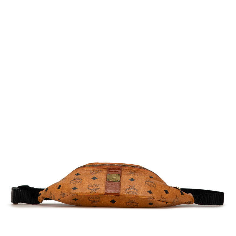 MCM Visetos Logo Body Waist Bag Brown PVC Leather