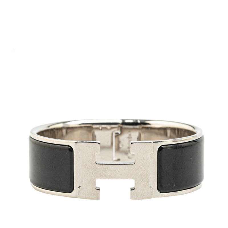 Hermes Click Clack H GM Bangle Silver Black