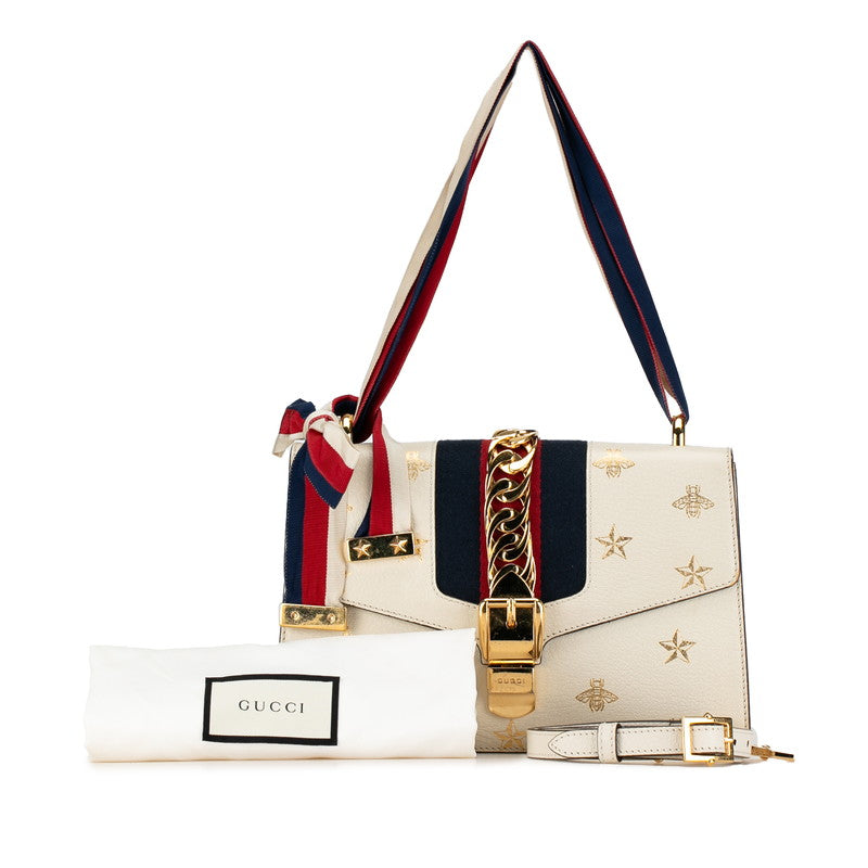 Gucci Sylvie Small Bee & Star Leather Handbag