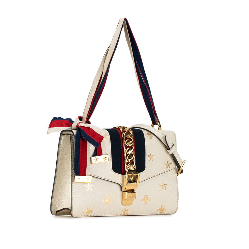 Gucci Sylvie Small Bee & Star Leather Handbag