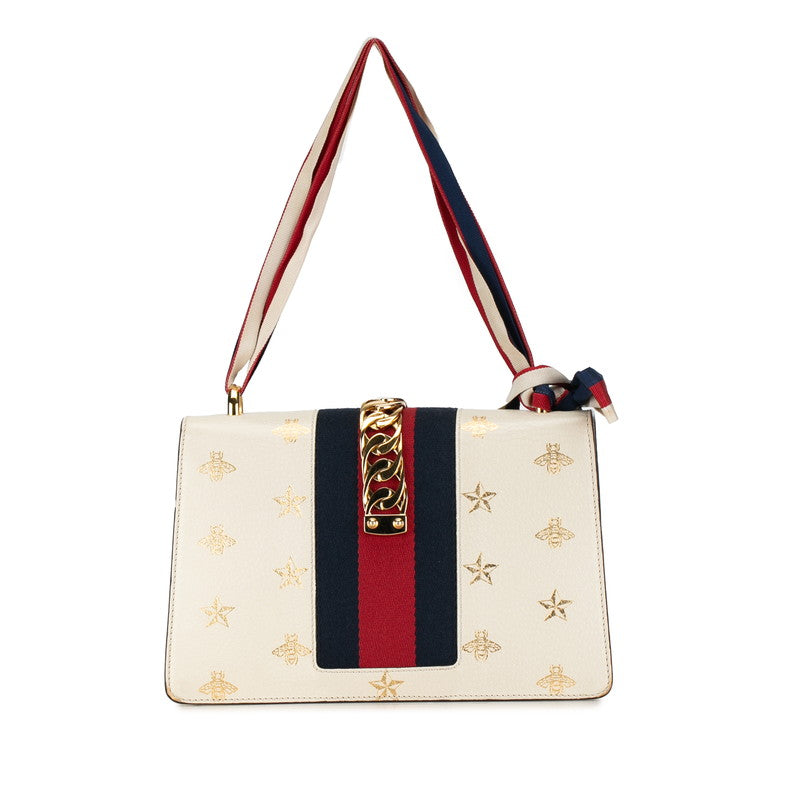 Gucci Sylvie Small Bee & Star Leather Handbag