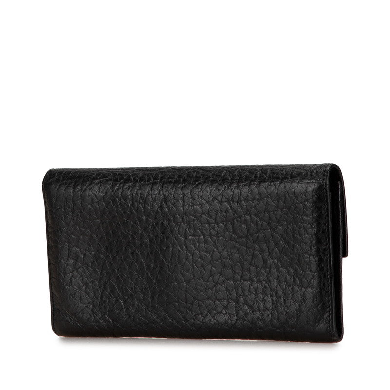 Prada Leather Long Wallet Black Gold