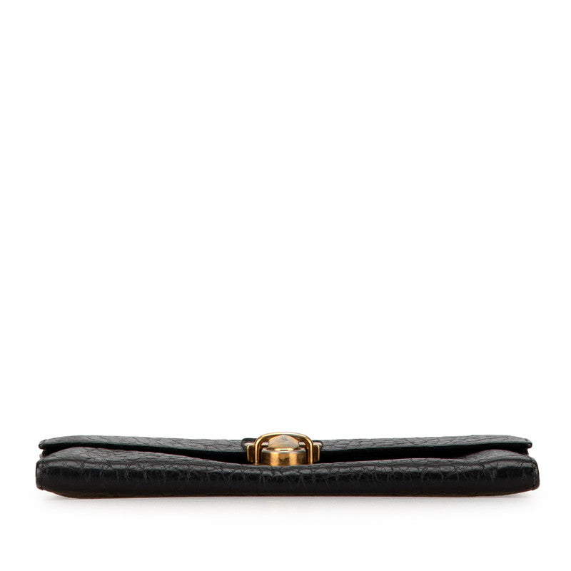 Prada Leather Long Wallet Black Gold