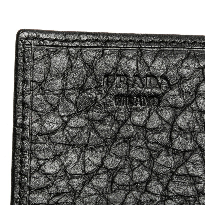 Prada Leather Long Wallet Black Gold