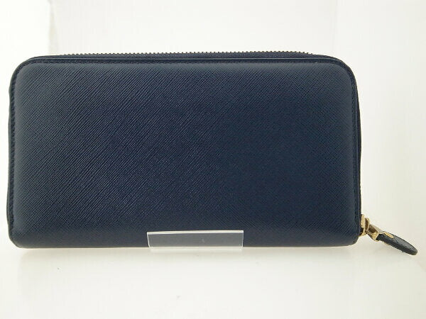 Salvatore Ferragamo Leather Zip-Around Long Wallet 22-B300 in Very Good Condition