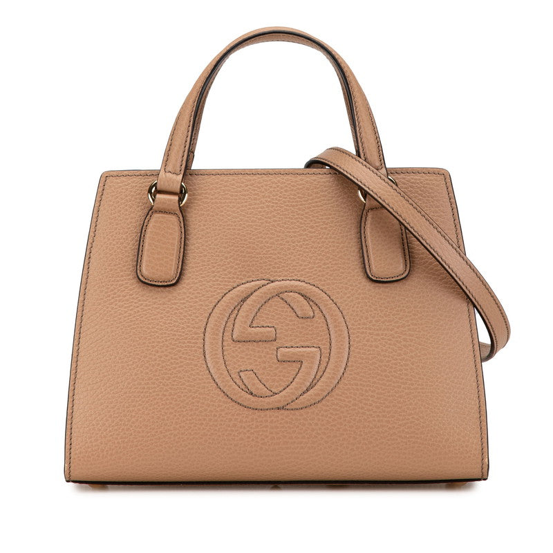 Gucci Interlocking G Soho Leather Handbag 2WAY 607722 in Great Condition