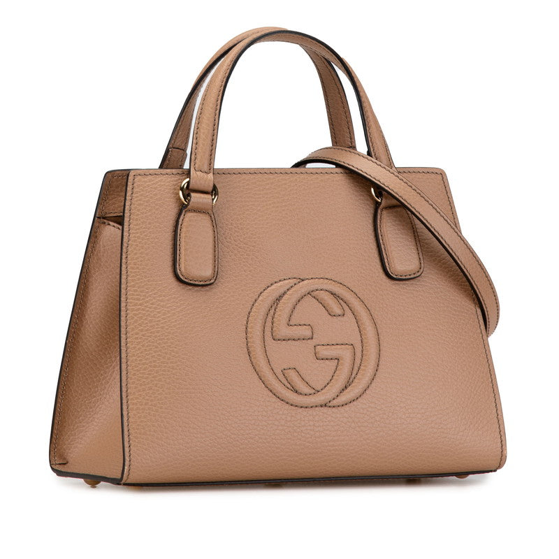 Gucci Interlocking G Soho Leather Handbag 2WAY 607722 in Great Condition