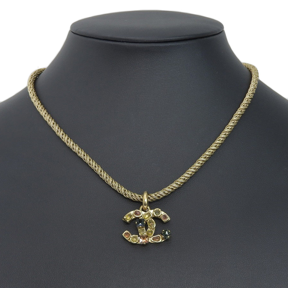 Chanel Gripoix Necklace Gold Plated Rhinestones