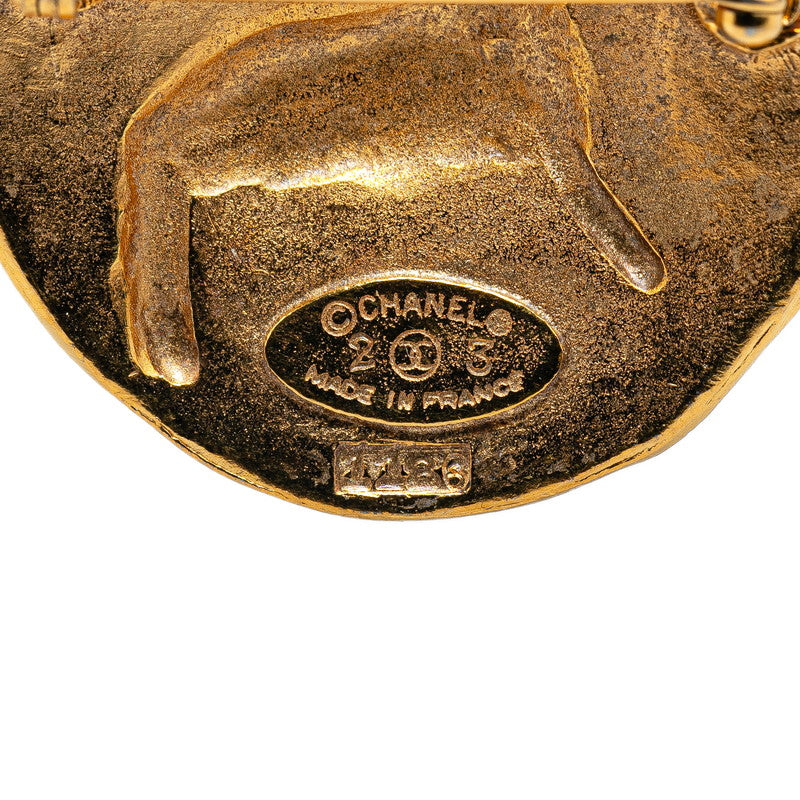 Chanel Vintage Lion Medal Brooch Gold