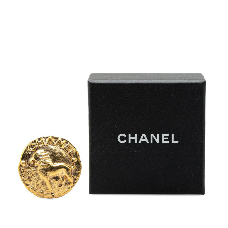 Chanel Vintage Lion Medal Brooch Gold