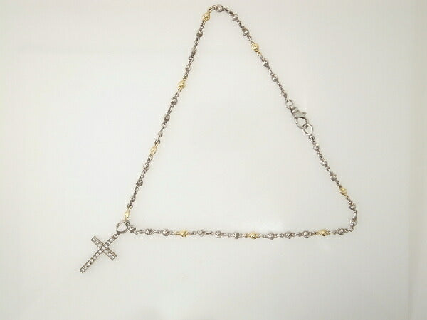 Laurie Rodkin Cross Pendant Heart Necklace SV/YG