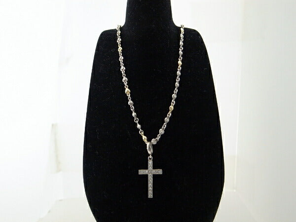 Laurie Rodkin Cross Pendant Heart Necklace SV/YG