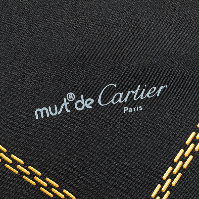 Cartier Must Line Silk Scarf Black Gold