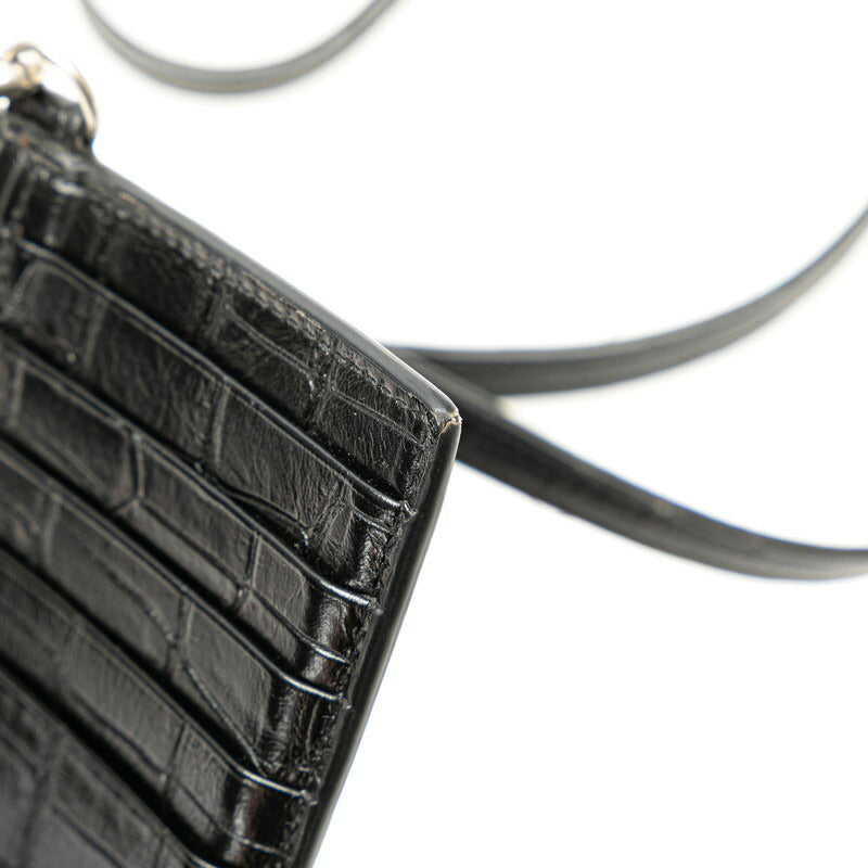 Balenciaga Croc Embossed Leather Card Case