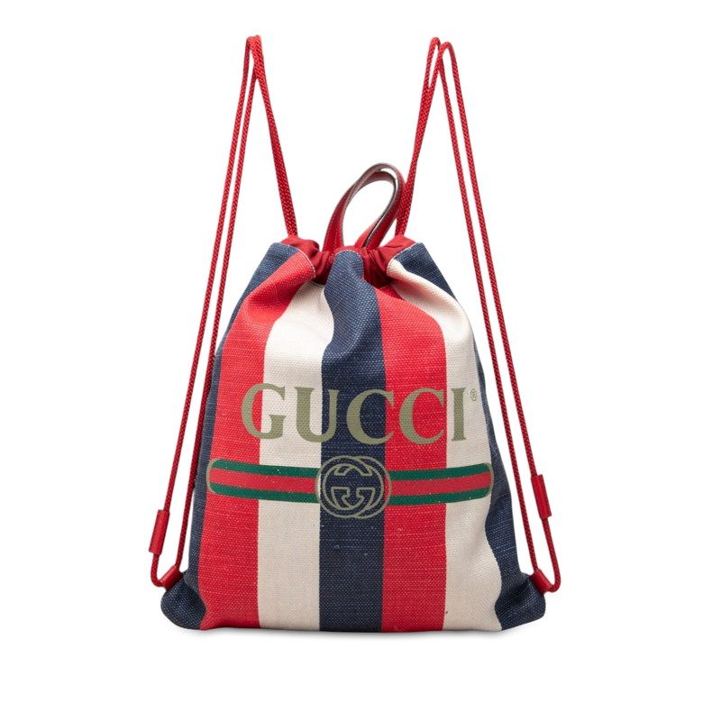 Gucci Sherry Line GG Logo Canvas Leather Backpack