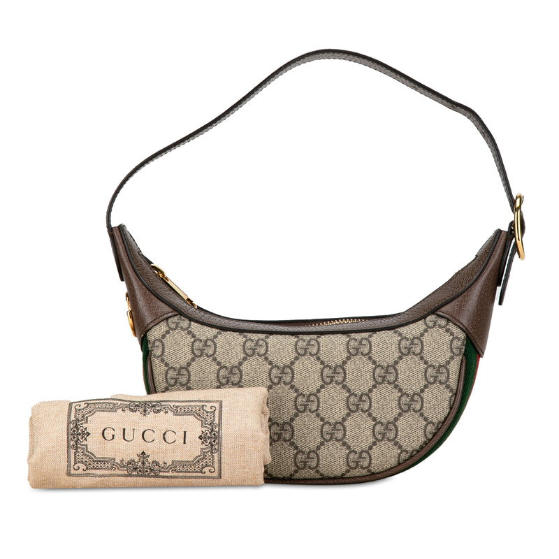 Gucci Ophidia Handbag Mini Half Moon 658551 Beige Brown PVC Leather