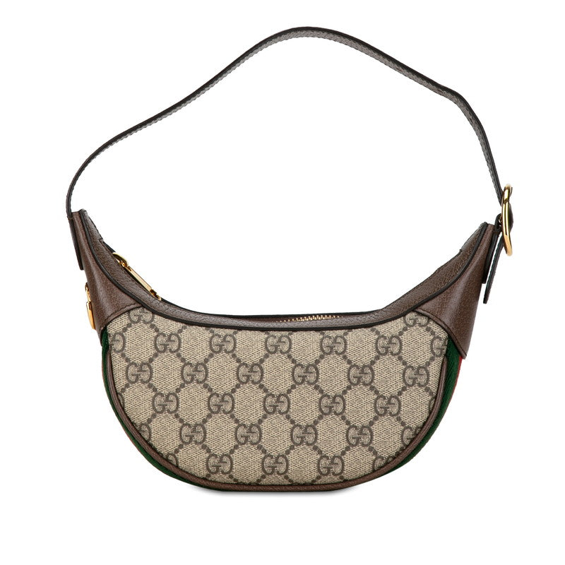 Gucci Ophidia Handbag Mini Half Moon Bag 658551 Beige Brown PVC Leather in Very Good Condition