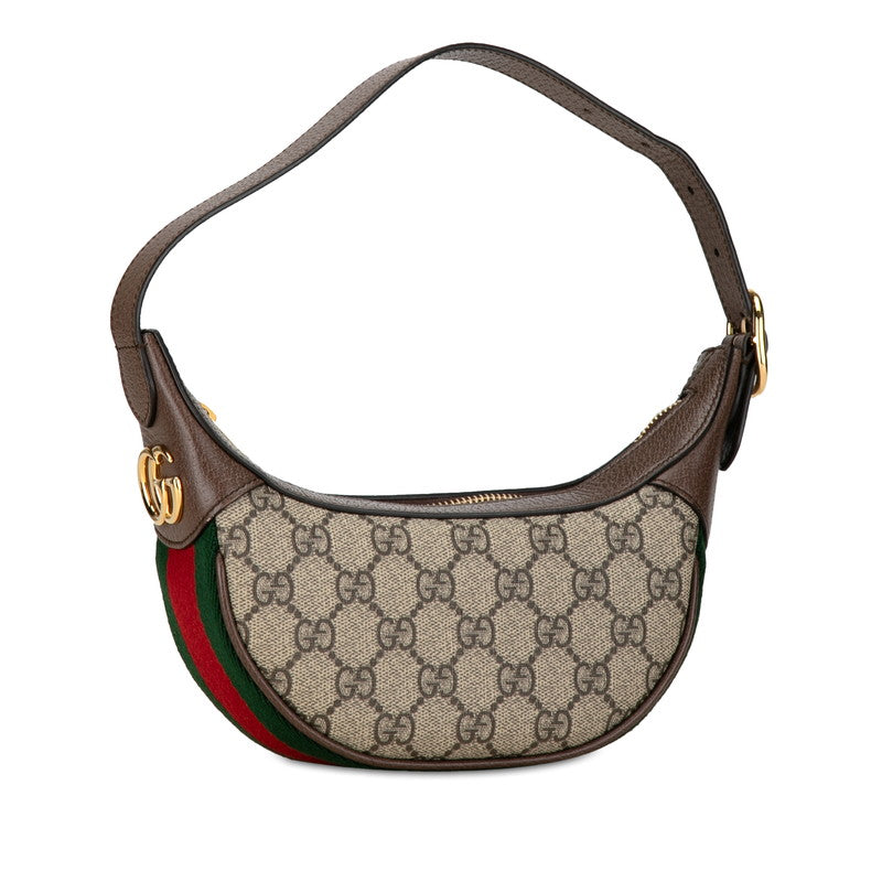 Gucci Ophidia Handbag Mini Half Moon 658551 Beige Brown PVC Leather