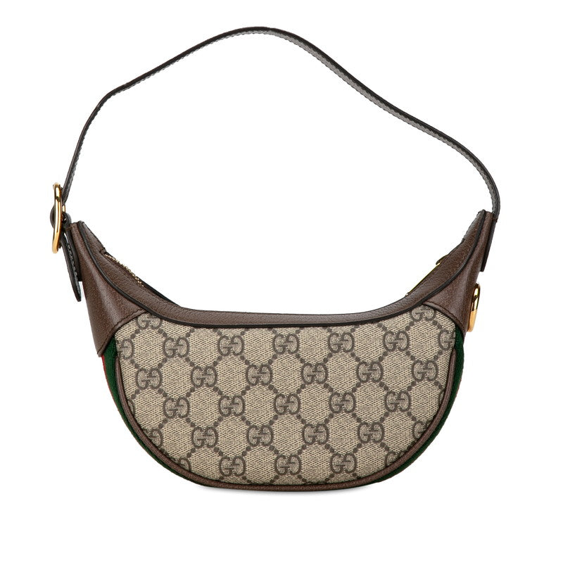 Gucci Ophidia Handbag Mini Half Moon 658551 Beige Brown PVC Leather