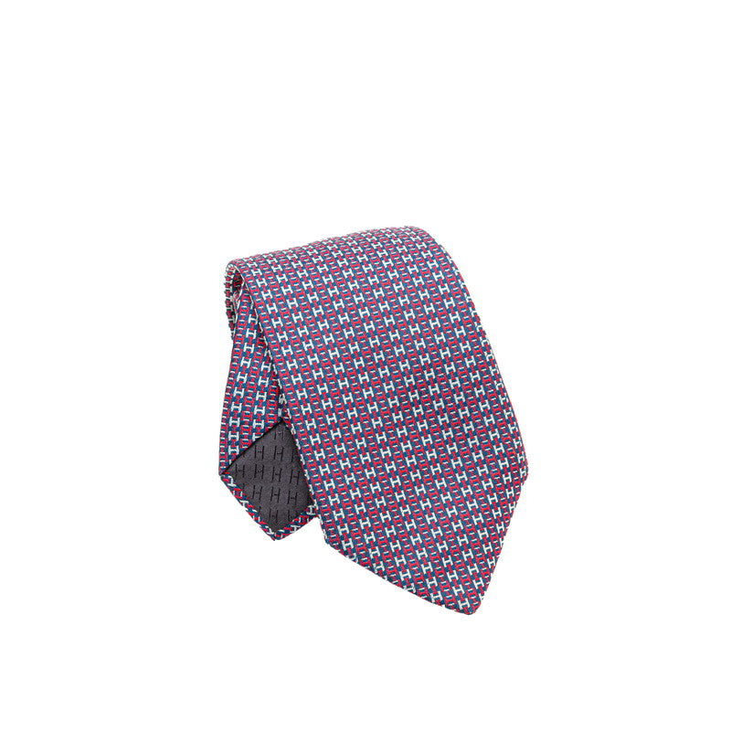 Hermes Silk H Pattern Tie Blue Red