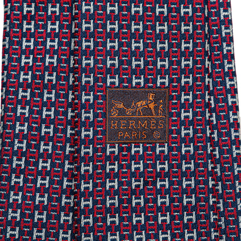 Hermes Silk H Pattern Tie Blue Red