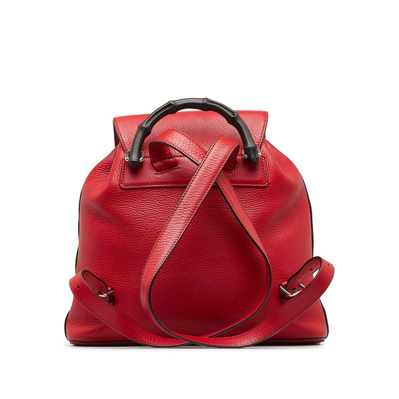 Gucci Bamboo Leather Backpack 370833 Red in Very Good Condition