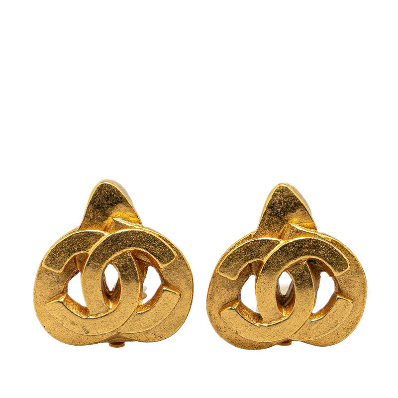 Chanel Vintage Coco Mark Heart Motif Earrings Gold Plated in Great Condition