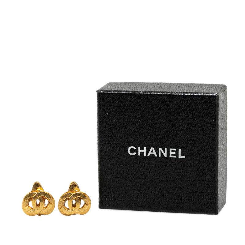 Chanel Vintage Coco Mark Heart Motif Earrings Gold Plated in Great Condition