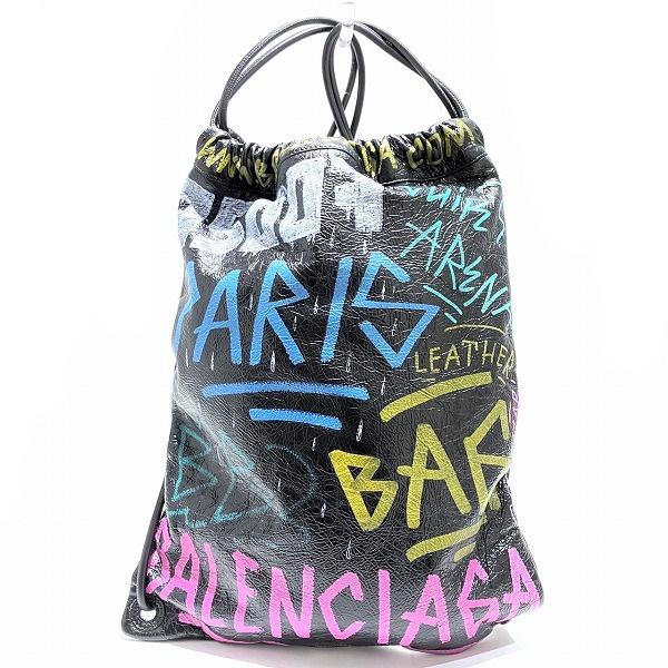 Balenciaga Leather Graffiti Bazar Drawstring Backpack Leather Backpack 581779 in Good condition