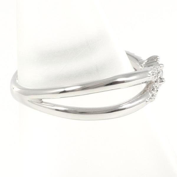 Courreges PT900 Platinum Diamond & White Topaz Ring, Size 10, Diamond .04ct, White Topaz, Total Weight Approx. 3.7g, Courreges Women's Silver Ring (Pre-owned)