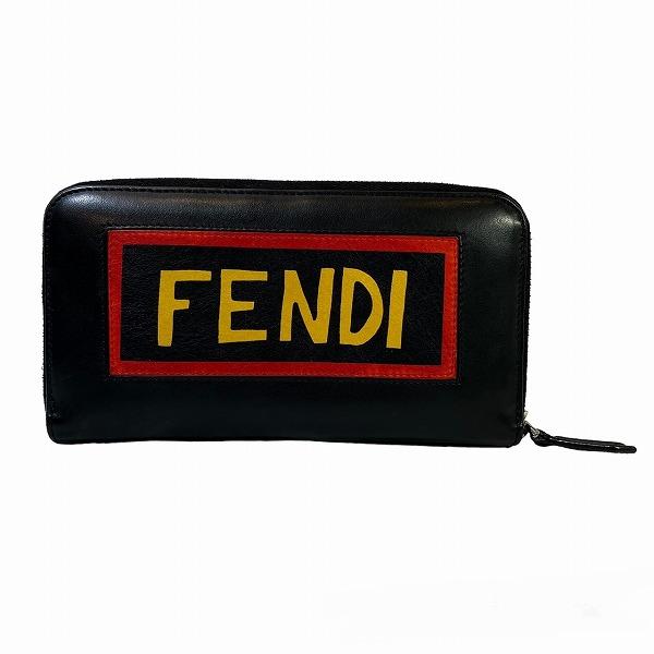 Fendi Leather Zip Around Wallet Leather Long Wallet 7M0210 in Good condition
