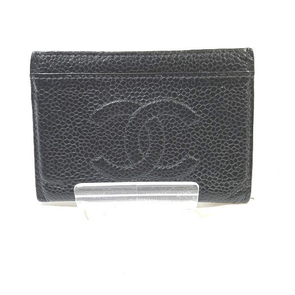 Chanel CC Caviar Card Holder Leather Card Case in Good condition