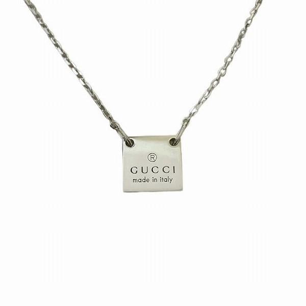 Gucci Logo Plate Chain Necklace  Metal Necklace in Excellent condition