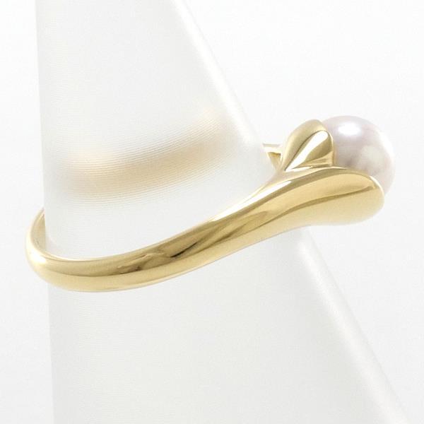 Comme Ca Du Mode Women's K18 Yellow Gold Ring with Pearl (Approximately 6mm), Size 8.5, Total Weight Approximately 4.1g