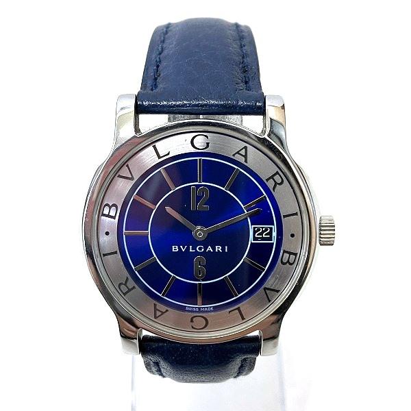 Bvlgari Solotempo ST35S Quartz Watch, Blue Men's Edition in Stainless Steel in Good Condition