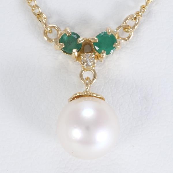 Other 18K Pearl & Emerald Necklace Metal Necklace in Excellent condition