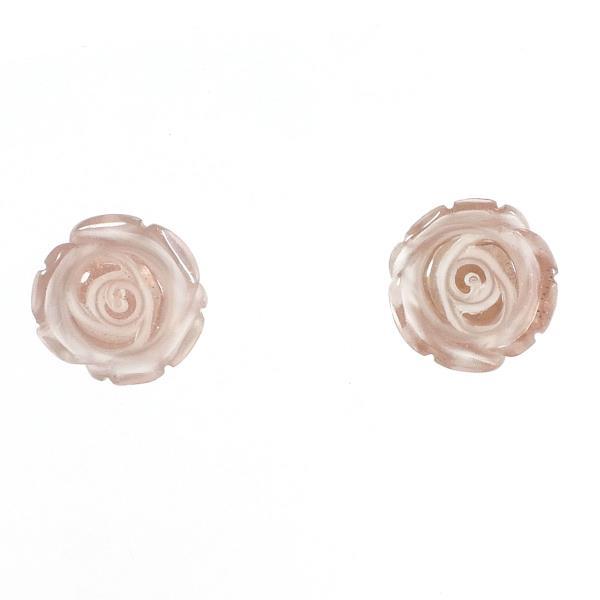 [LuxUness] 18k Gold Rose Quartz Stud Earrings Gemstones Earrings in Excellent condition