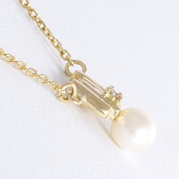 [LuxUness] 18k Gold Diamond & Pearl Pendant Necklace Metal Necklace in Excellent condition