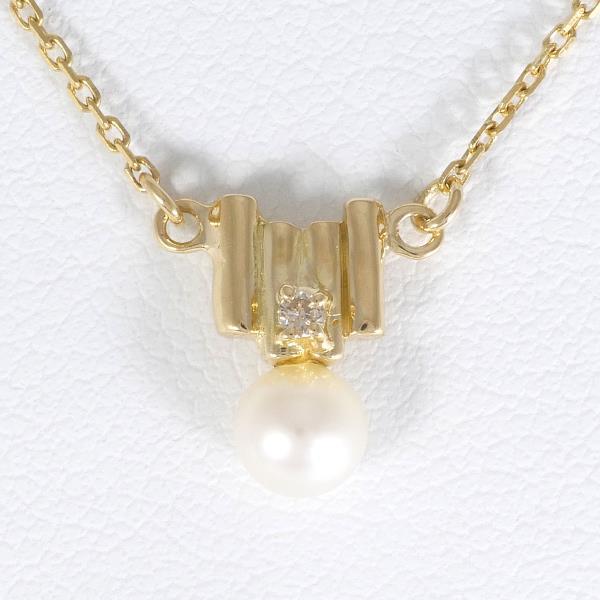 Other 18k Gold Diamond & Pearl Pendant Necklace Metal Necklace in Excellent condition
