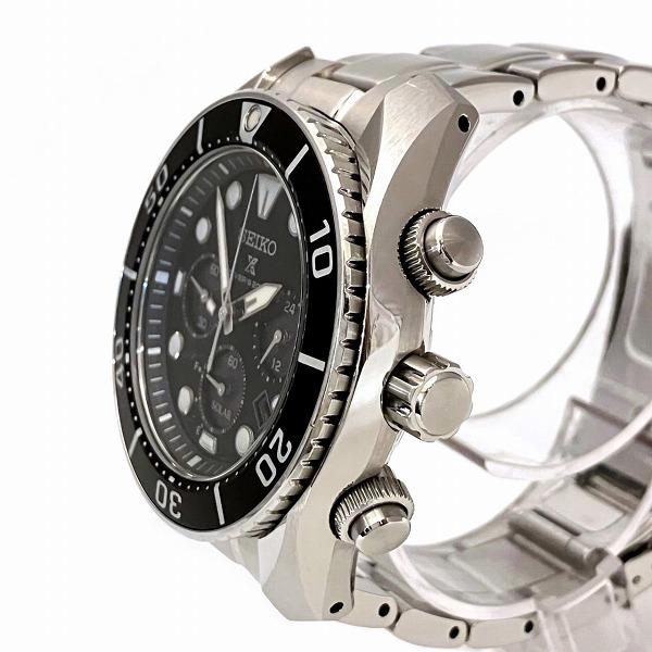 Seiko Prospex V192-0AD0 Solar Chronograph Date Men's Watch in Black Stainless Steel - Preloved V192-0AD0