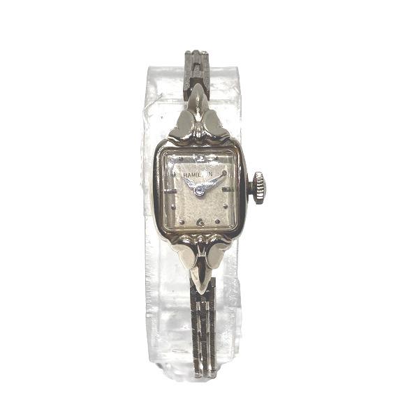 Hamilton K14WG Antique Ladies Manual Wind-up Watch in Silver 14k White Gold, Pre-owned in Good Condition