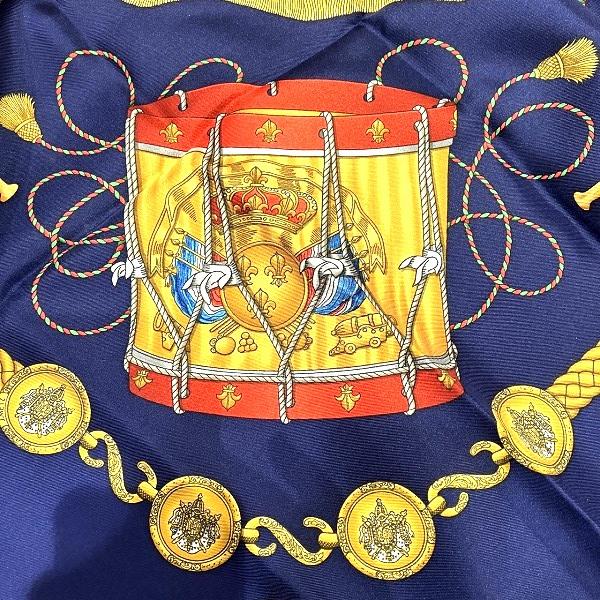 Hermes Carré Les Tambours Silk Scarf Cotton Scarf in Excellent condition