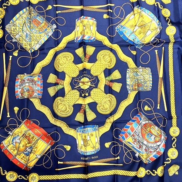 Hermes Carré Les Tambours Silk Scarf Cotton Scarf in Excellent condition