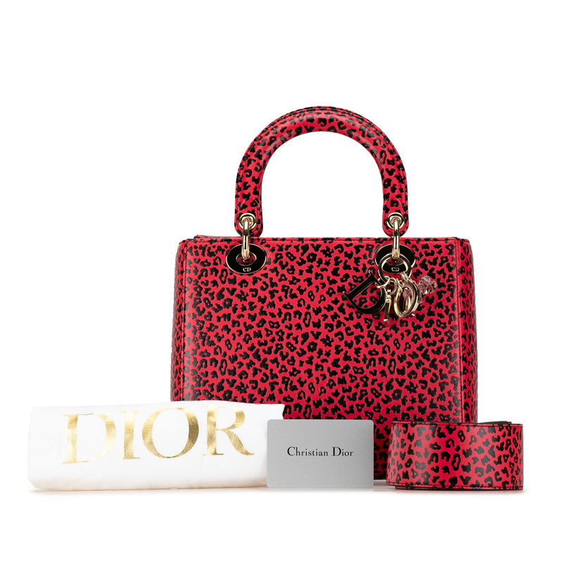 Dior Lady Dior Leopard Leather Handbag