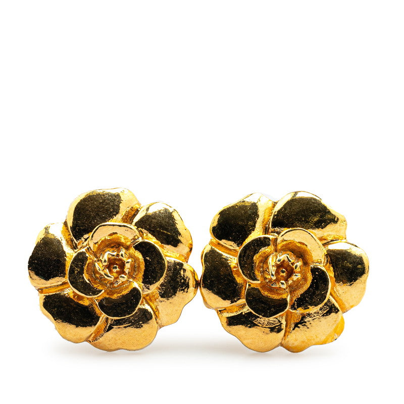 Chanel Camellia Flower Earrings Gold