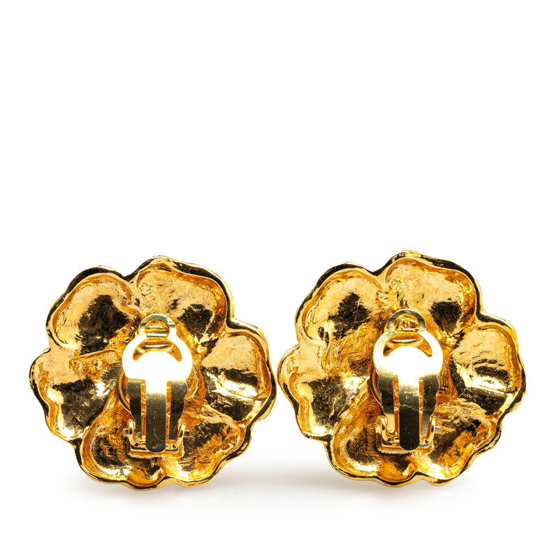 Chanel Camellia Flower Earrings Gold