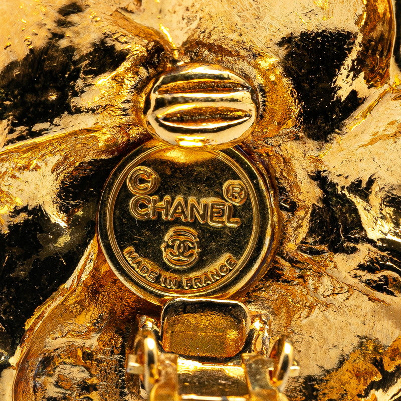 Chanel Camellia Flower Earrings Gold