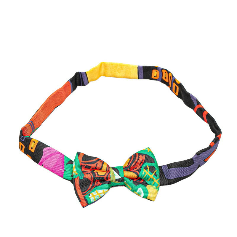 Hermes Silk Bow Tie Green Red Multicolor