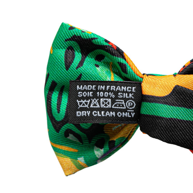 Hermes Silk Bow Tie Green Red Multicolor